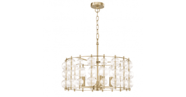 Yuridia 4 Light Pendant Satin Gold and Ribbed Glass
