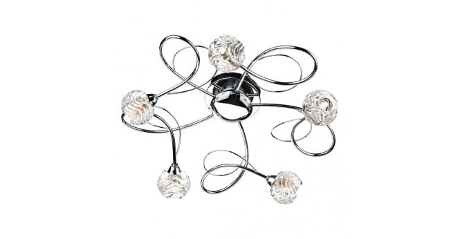 Där Lighting Zelda 5 Light Flush Polished Chrome Glass