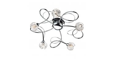 Zelda 5 Light Flush Polished Chrome Glass