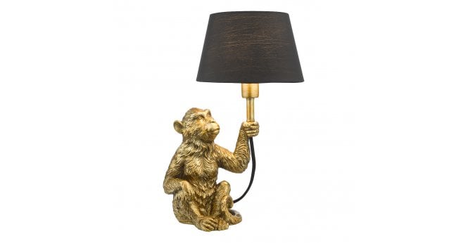 Där Lighting Zira Monkey Table Lamp Gold With Shade