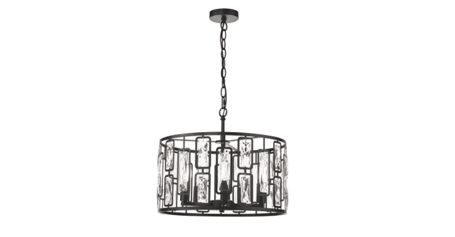 Där Lighting Zoelle 5 Light Pendant Matt Black and Crystal