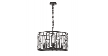 Zoelle 5 Light Pendant Matt Black and Crystal