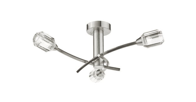Där Lighting Zonda 3 Light Semi-Flush Brushed Nickel and Crystal