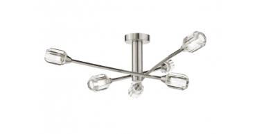 Zonda 6 Light Semi-Flush Brushed Nickel and Crystal