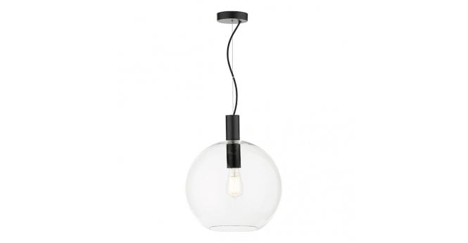 Där Lighting Zula 1 Light Single Pendant Black Clear Glass