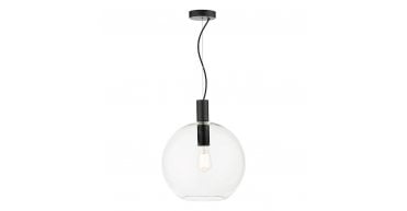 Zula 1 Light Single Pendant Black Clear Glass