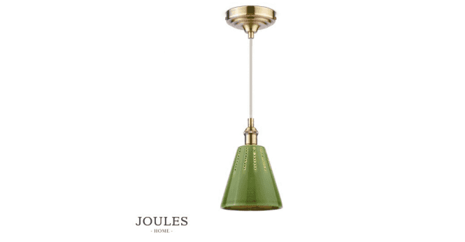 Dar Lighting Joules Allington Pendant Green Ceramic and Matt Antique Brass