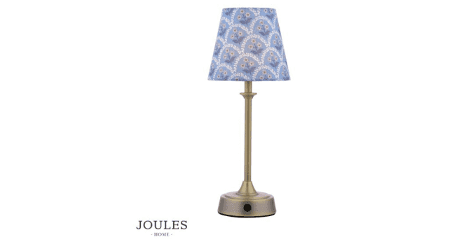 Dar Lighting Joules Apsley Rechargeable Table Lamp Matt Antique Brass With Shade LED