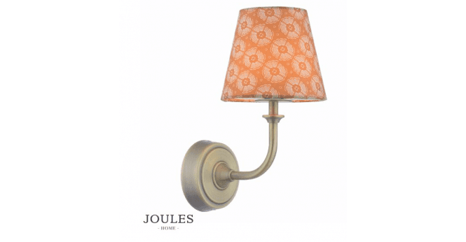 Dar Lighting Joules Apsley Rechargeable Wall Light Matt Antique Brass With Shade LED