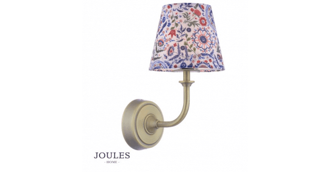 Dar Lighting Joules Apsley Rechargeable Wall Light Matt Antique Brass With Shade LED