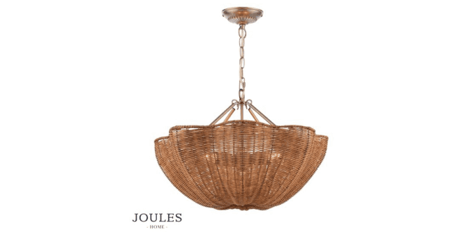 Dar Lighting Joules Braywick 3 Light Pendant Satin Bronze and Rattan shade