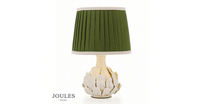 Dar Lighting Joules Chatsworth Table Lamp Cream Ceramic and Matt Antique Brass With Shade