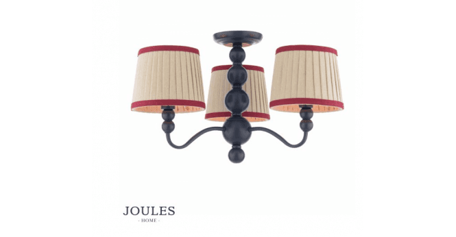 Dar Lighting Joules Harewood 3 Light Semi-Flush Matt Blue With Shade