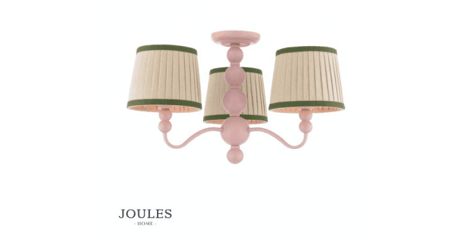 Dar Lighting Joules Harewood 3 Light Semi-Flush Matt Pink With Shade