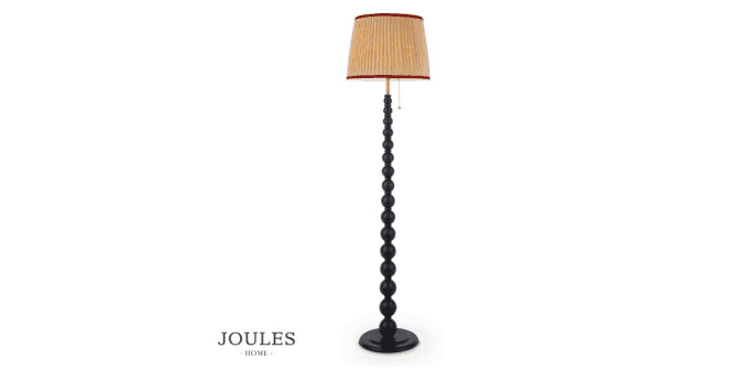 Dar Lighting Joules Harewood Floor Lamp Matt Blue and Matt Antique Brass With Shade