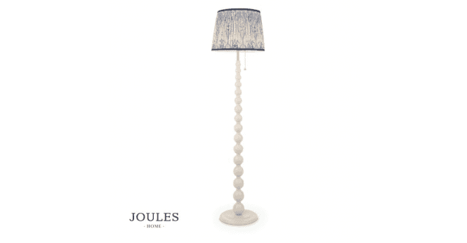 Dar Lighting Joules Harewood Floor Lamp Matt Cream and Matt Antique Brass With Shade