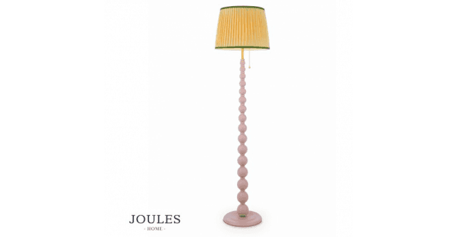 Dar Lighting Joules Harewood Floor Lamp Matt Pink and Matt Antique Brass With Shade