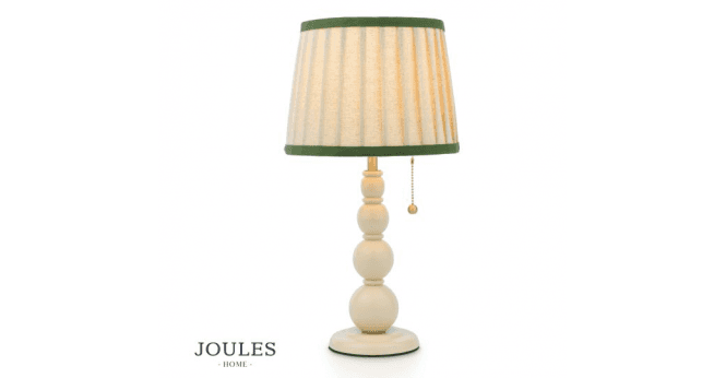 Dar Lighting Joules Harewood Table Lamp Matt Cream and Matt Antique Brass With Shade