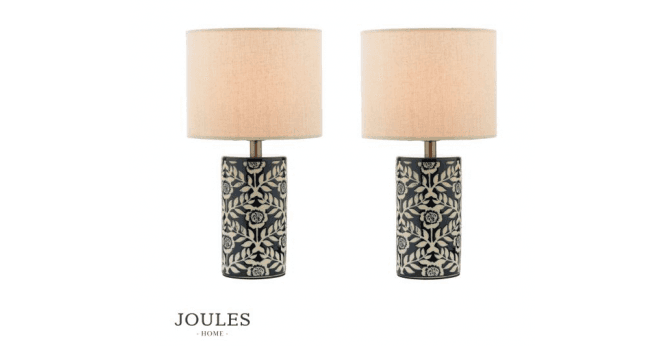 Dar Lighting Joules Highclere Twin Pack Table Lamp Blue Ceramic With Shade
