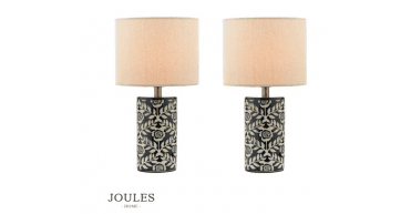 Joules Highclere Twin Pack Table Lamp Blue Ceramic With Shade