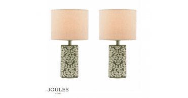 Joules Highclere Twin Pack Table Lamp Green Ceramic With Shade