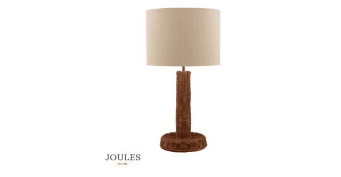 Dar Lighting Joules Portree Table Lamp Rattan and Satin Bronze With Shade