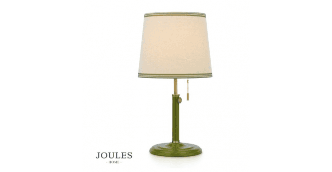 Dar Lighting Joules Upton Table Lamp Matt Green and Antique Brass With Shade