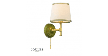Joules Upton Wall Light Matt Green and Matt Antique Brass With Shade