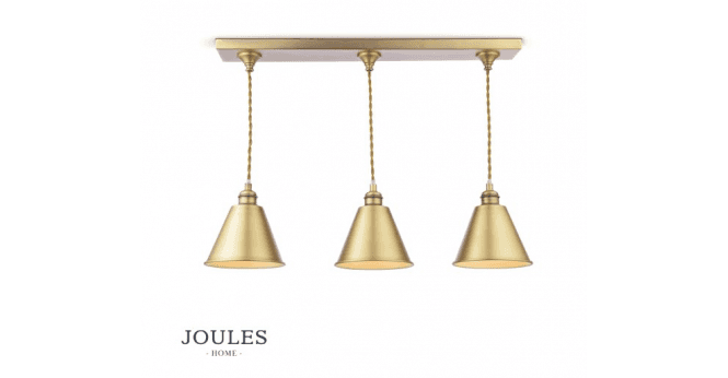 Dar Lighting Joules Wollaton 3 Light Bar Pendant Matt Antique Brass and Matt White