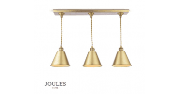 Joules Wollaton 3 Light Bar Pendant Matt Antique Brass and Matt White