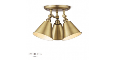 Joules Wollaton 3 Light Plate Spotlight Matt Antique Brass and Matt White