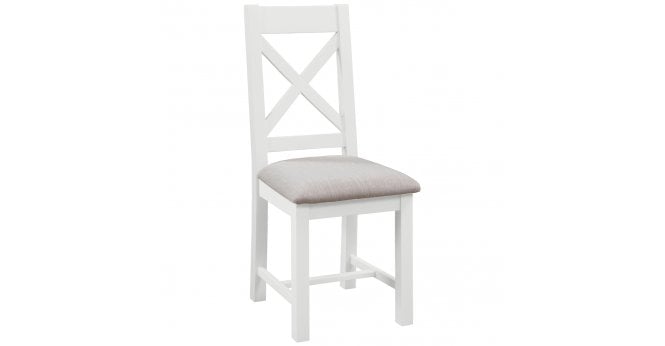 Devonshire Lundy Ivory Cross Back Chair With Fabric Seat