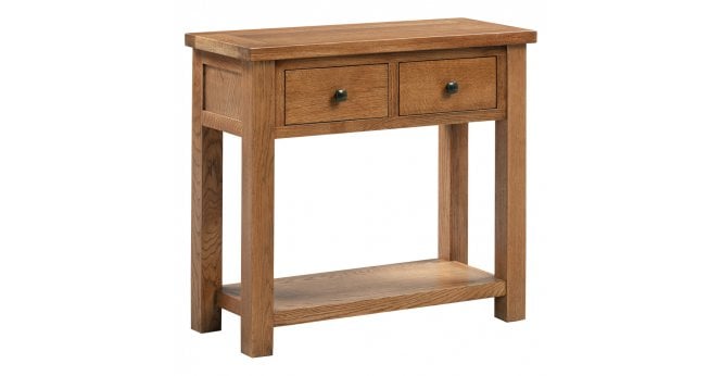 Devonshire Rustic Oak 2 Drawer Console Table