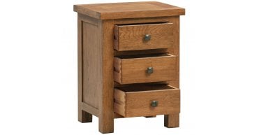 Rustic Oak 3 Drawer Bedside