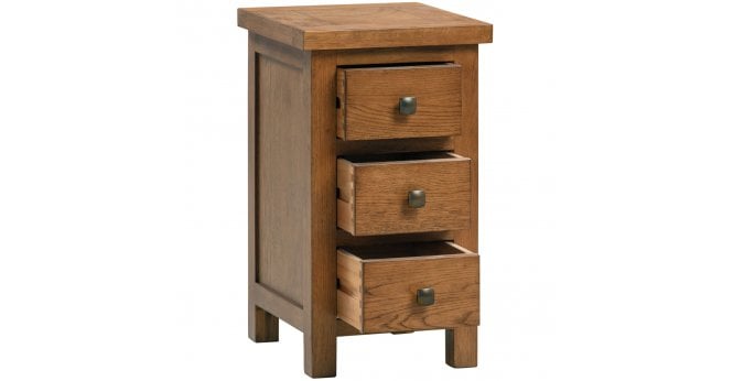Devonshire Rustic Oak Compact 3 Drawer Bedside