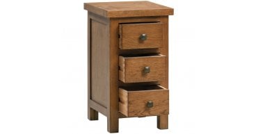 Rustic Oak Compact 3 Drawer Bedside