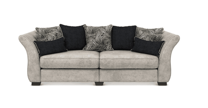 Furnico  Alessia Chair, 2 Seater Standard, 4 Seater Scatter Back Sofa in Black and Silver