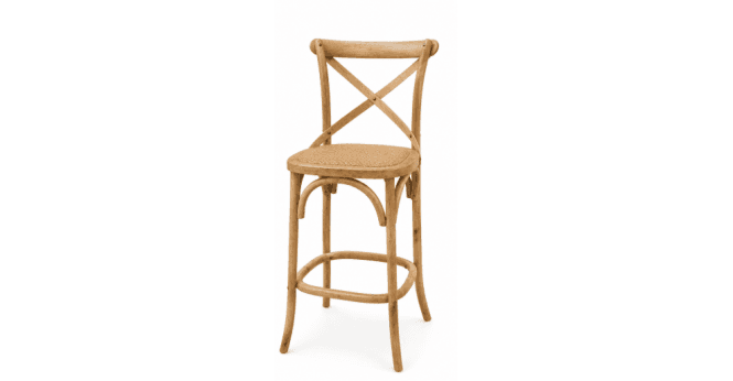 Furniture Origins CLEARANCE - Cross Back Bar Stool with Rush Seat