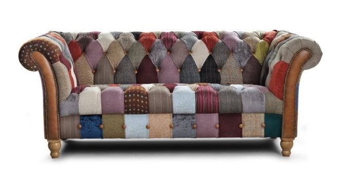 Chesterfield Harlequin Patchwork Leather  Sofa **In Stock Now**