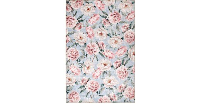 Hug Rug  Eco-Washable Blooming Peonies Powder Blue