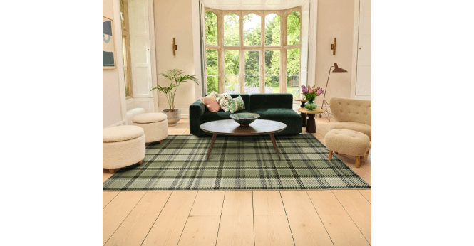 Hug Rug  Eco-Washable Isla Plaid Green