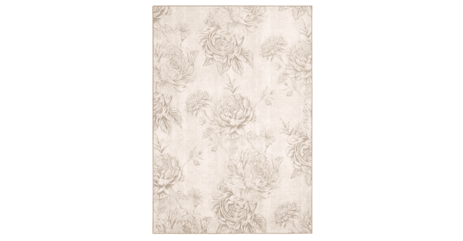 Hug Rug  Eco-Washable Muted Floral Beige