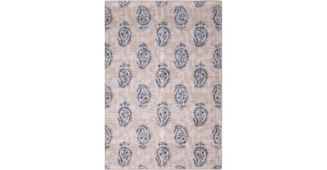 Hug Rug  Eco-Washable Woodblock Paisley Blue