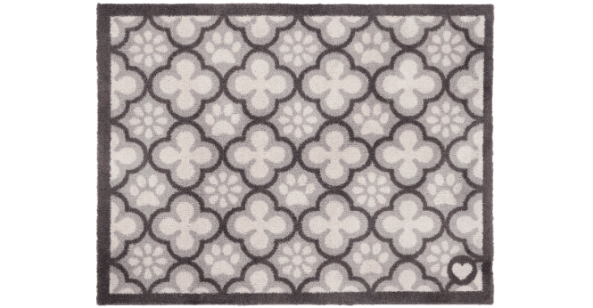 Hug Rug  Paw Print Moroccan Tile Grey