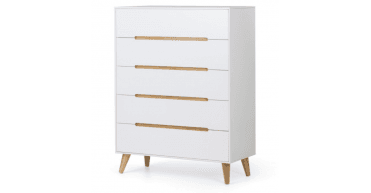 Alicia 5 Drawer Chest - White