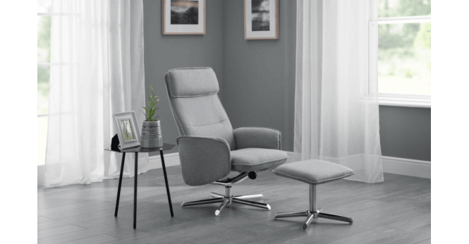 Julian Bowen Aria Recliner Chair With Stool - Grey Linen