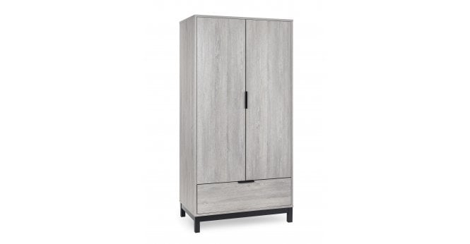 Julian Bowen Bali 2 Door 1 Drawer Wardrobe - Grey Oak