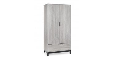 Bali 2 Door 1 Drawer Wardrobe - Grey Oak