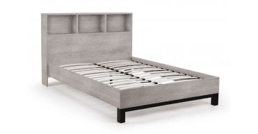 Bali Bookcase Headboard Bed 135cm - Grey Oak