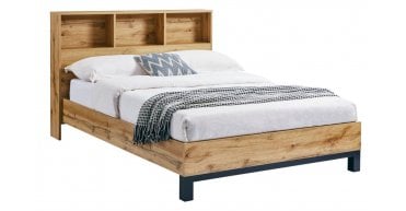 Bali Bookcase Headboard Bed 150cm - Light Oak